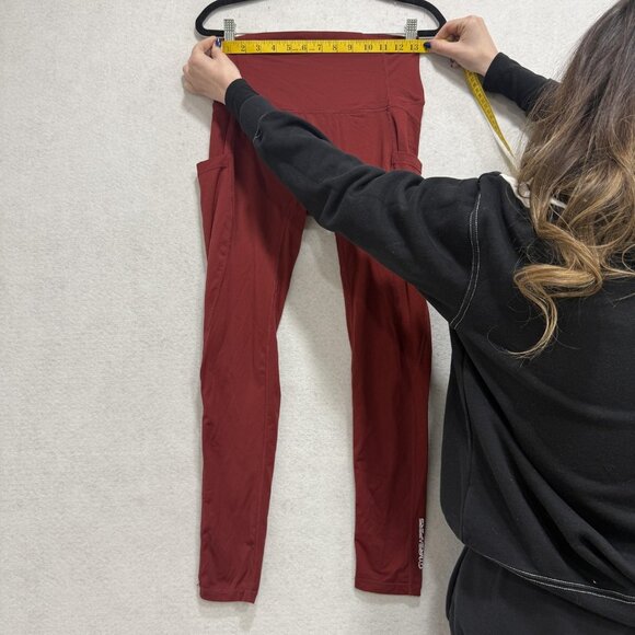 Gymreapers Leggings Womens Medium Red High Rise Pocket Athletic Yoga Pants - Picture 3 of 10
